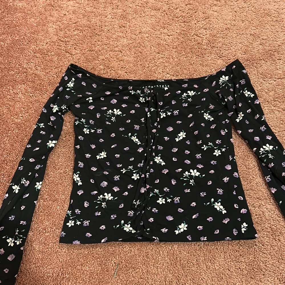 AEROPOSTALE black with flowers long sleeved shirt